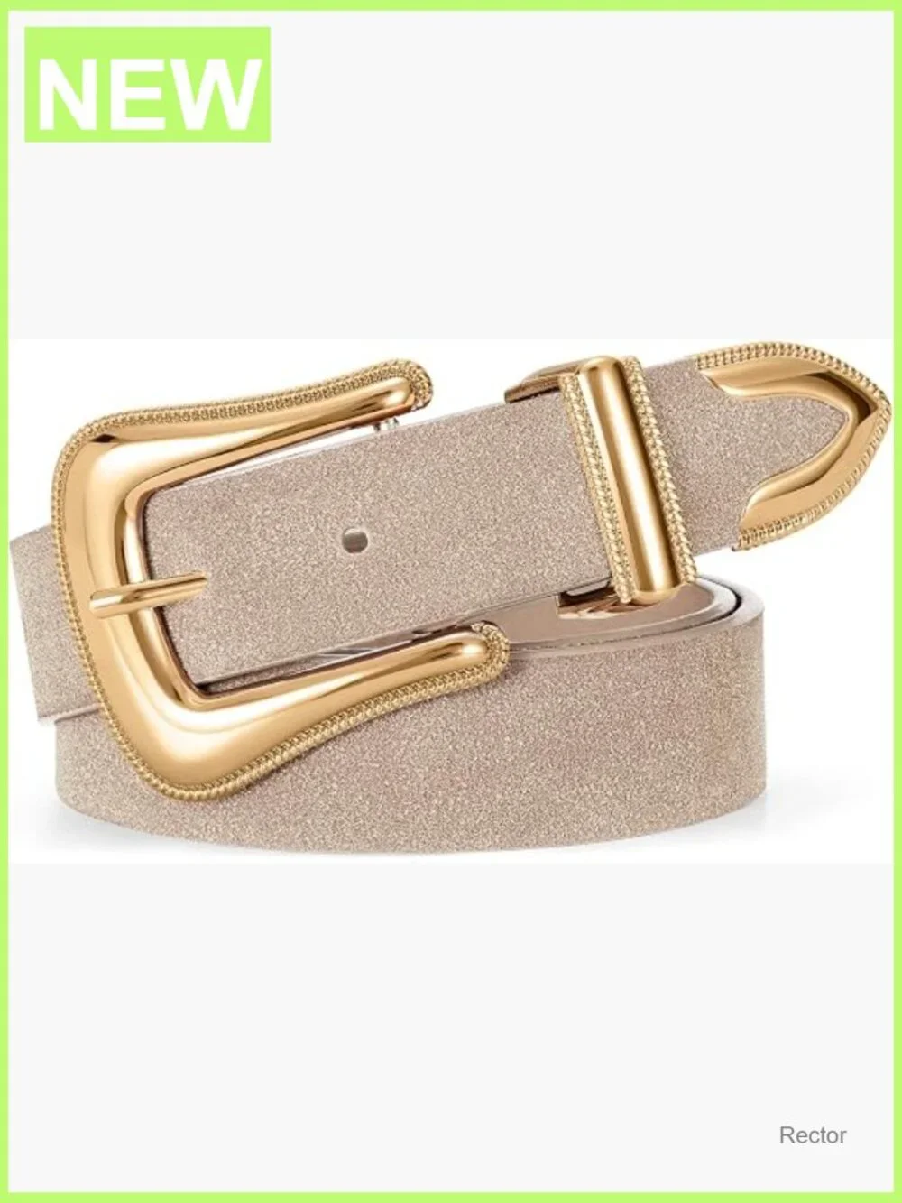 Women's Western Suede Leather Belt – Cowgirl Retro Gold Buckle